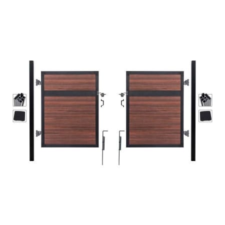 Jewett Cameron Companies Estate 10'W x 6'H Black Rose Aluminum/Composite Adjustable Fence Double Gate Kit -IN GROUND ONLY EF ET2226